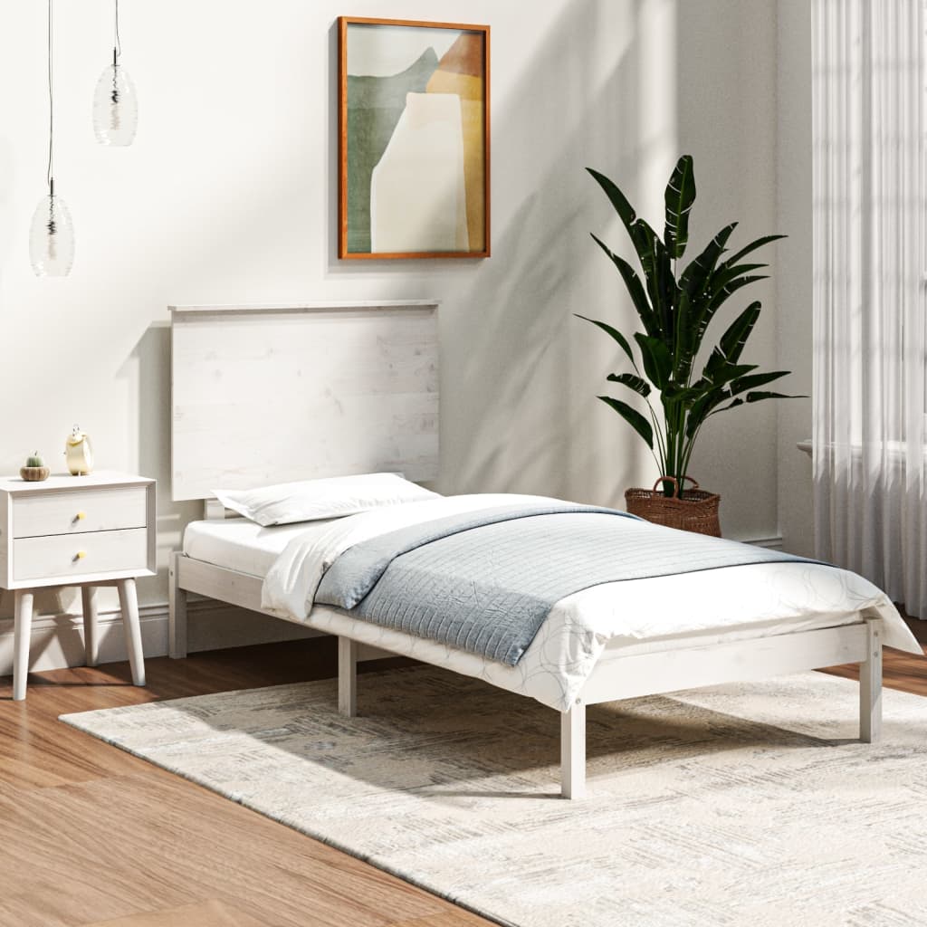 vidaXL Posteľ bez matraca biela 100x200 cm borovicový masív