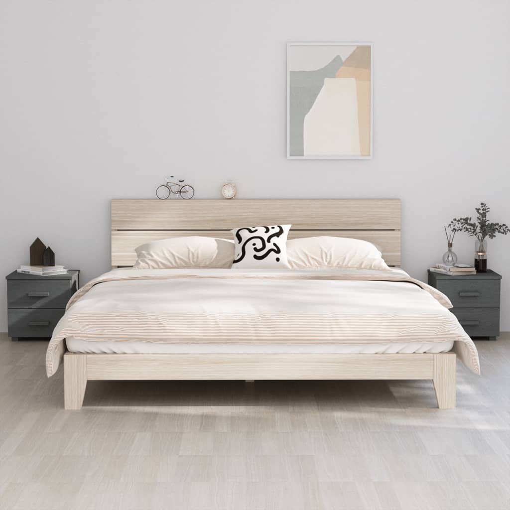 vidaXL Nočné stolíky HAMAR 2 ks, tmavosivé 40x35x44,5 cm, borovica