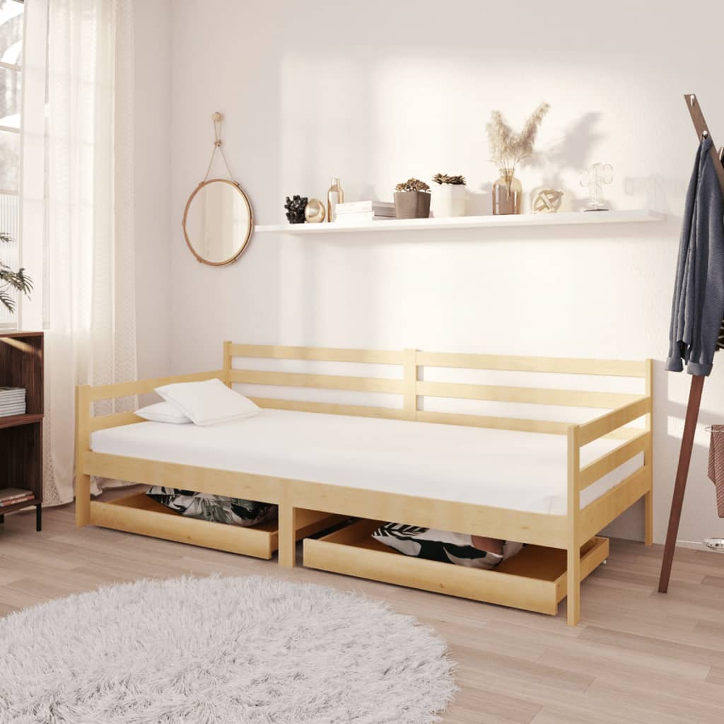 vidaXL Denná posteľ so zásuvkami 90x200 cm, borovicový masív