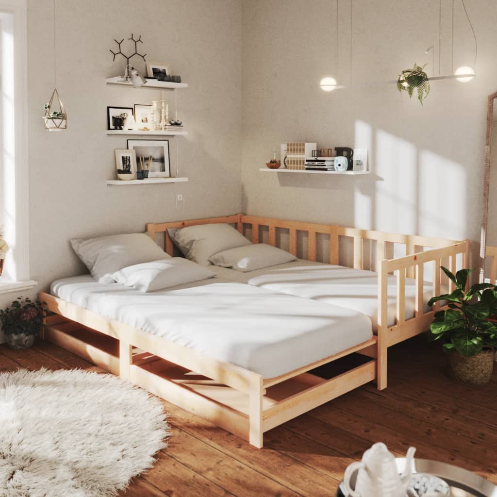 vidaXL Rozkladacia denná posteľ 2x(90x200) cm borovicový masív