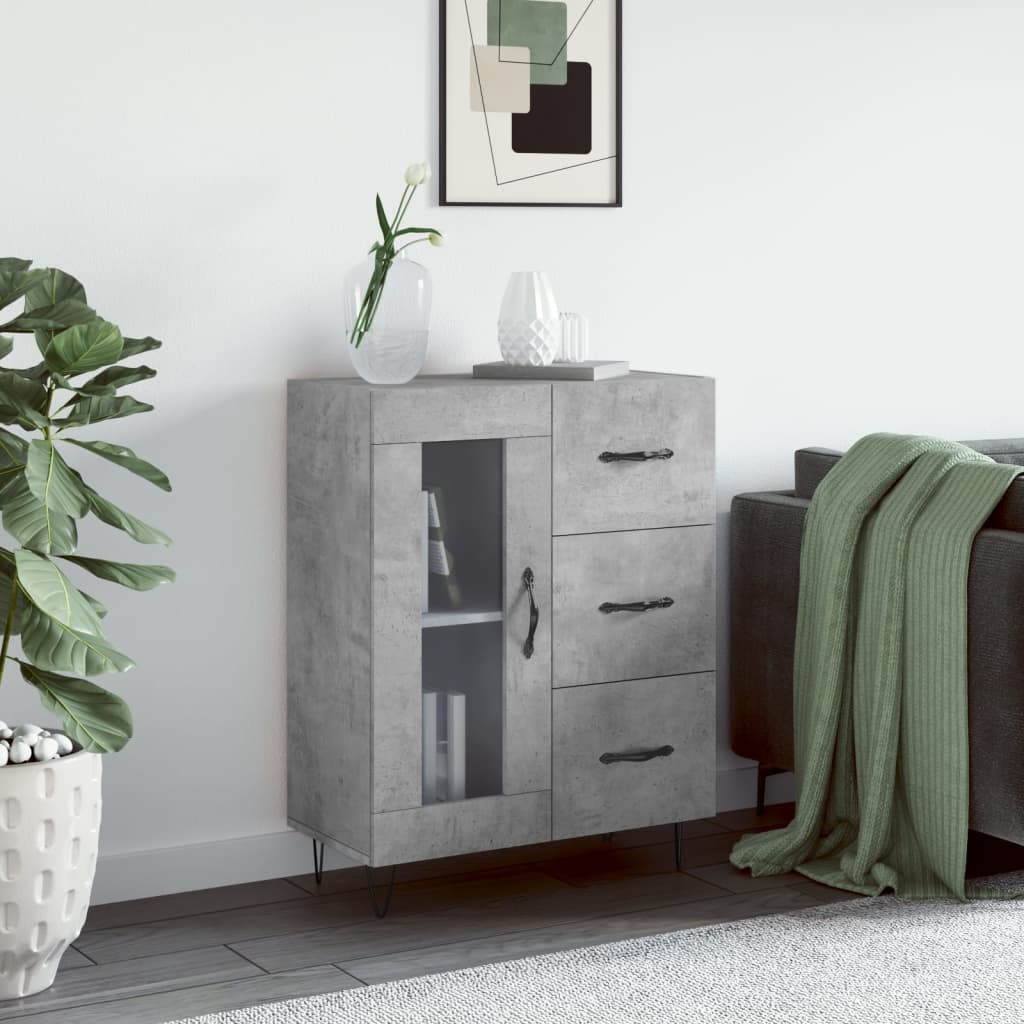 vidaXL Komoda betónovo sivá 69,5x34x90 cm kompozitné drevo