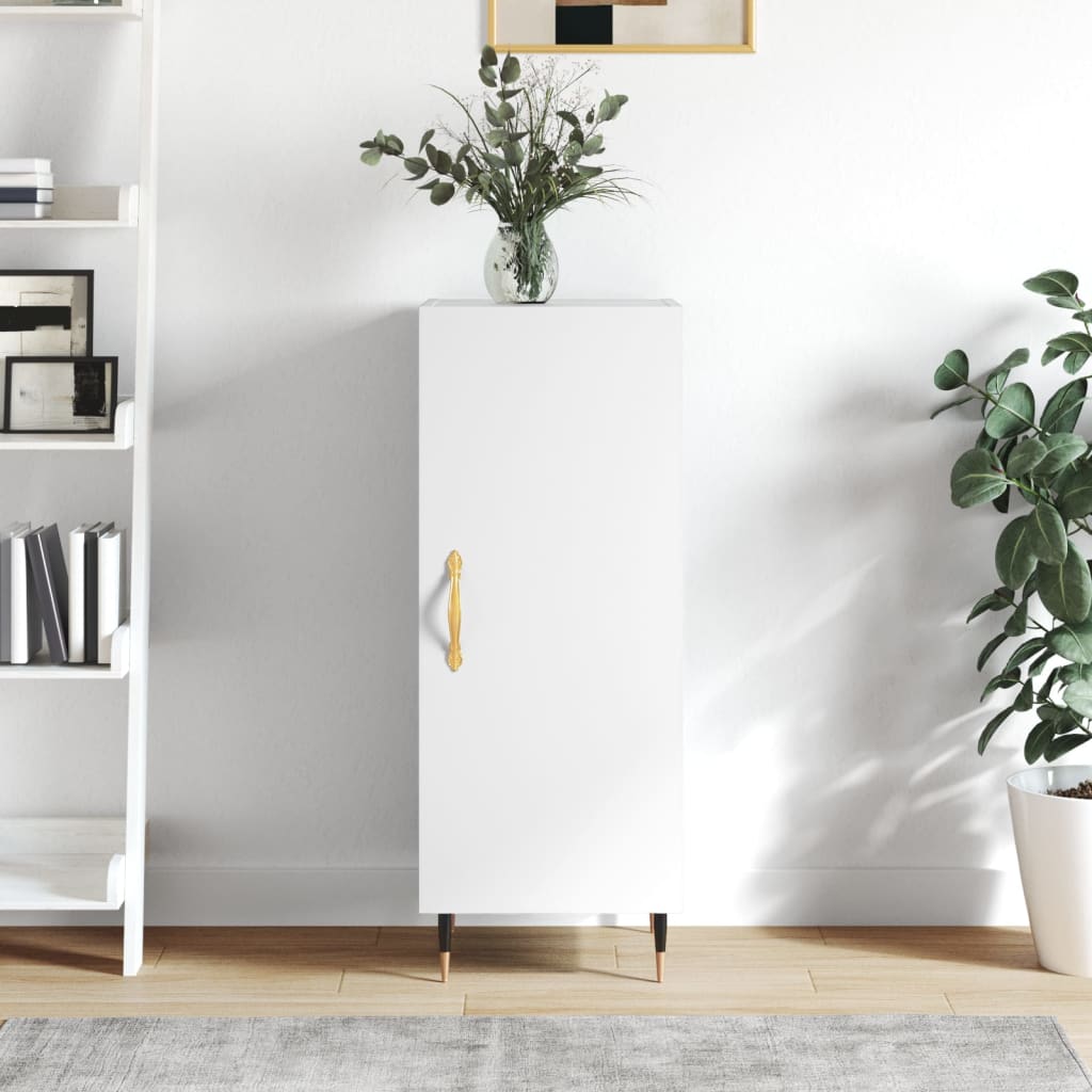 vidaXL Komoda biela 34,5x34x90 cm spracované drevo