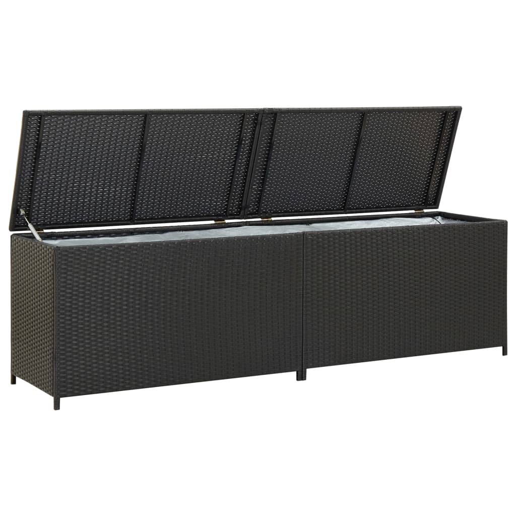 vidaXL Záhradný úložný box čierny 200x50x60 cm polyratanový
