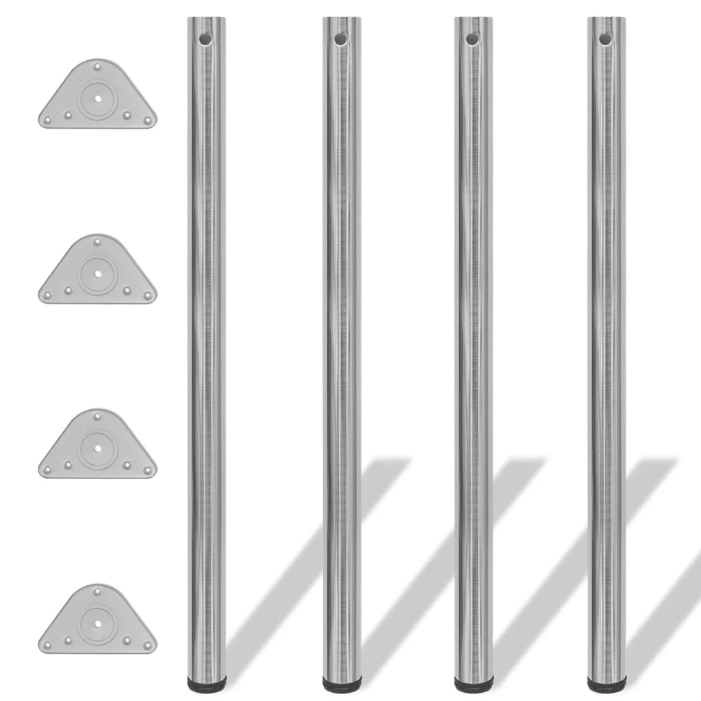 vidaXL Výškovo nastaviteľné stolové nohy, 4ks, leštený nikel, 1100 mm