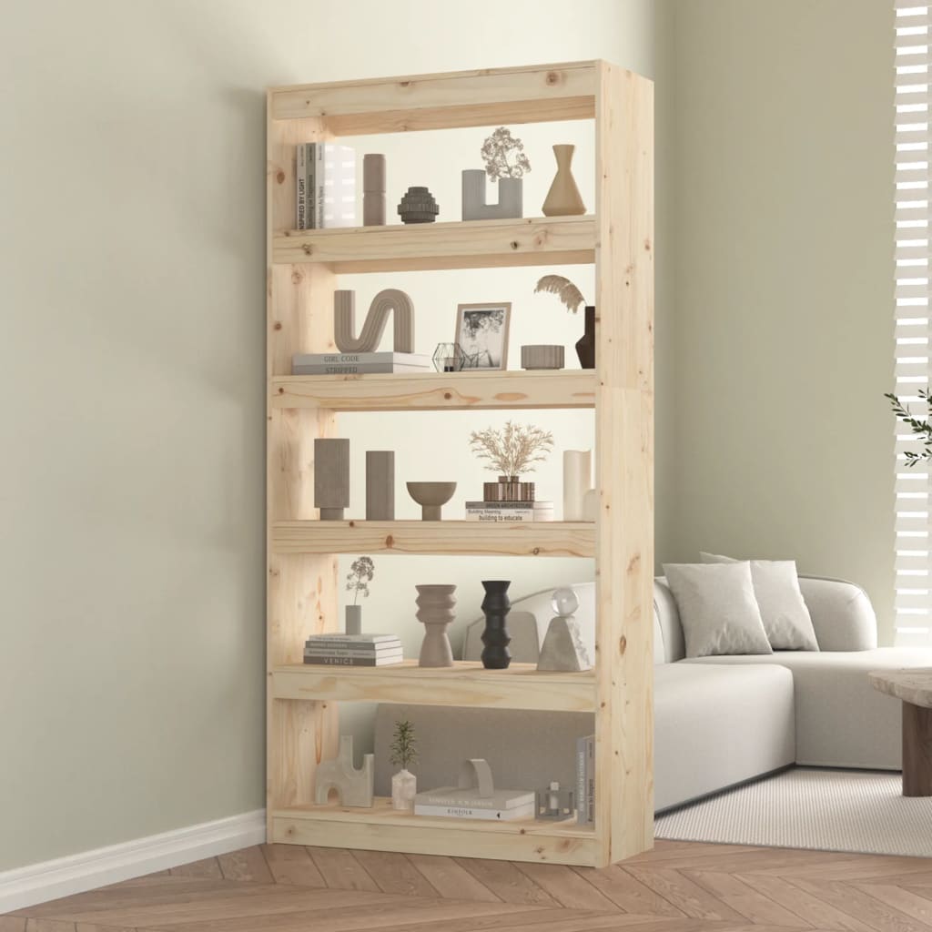 vidaXL Knižnica/deliaca stena 80x30x167,4 cm masívna borovica