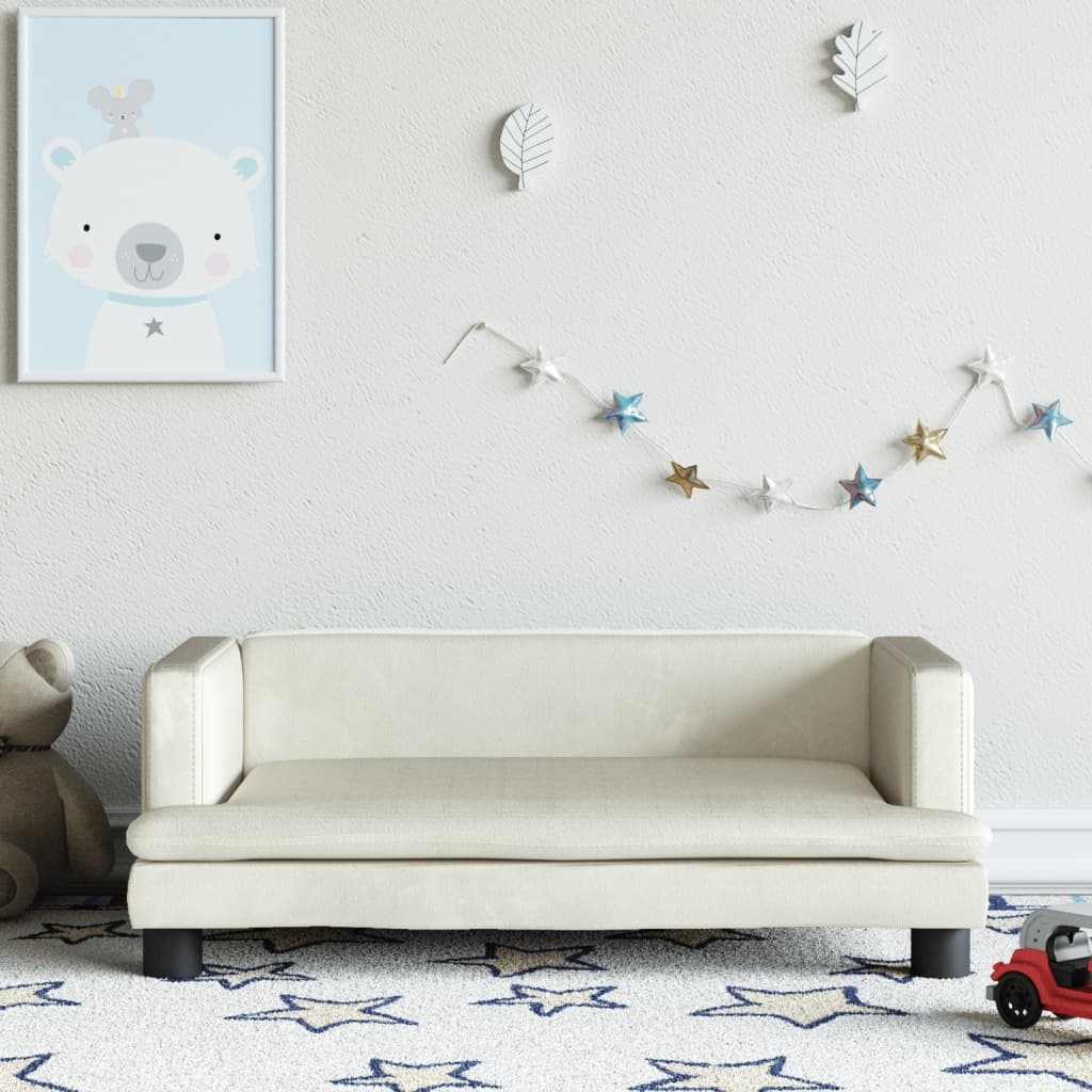 vidaXL Detská pohovka krémová 80x45x30 cm zamat
