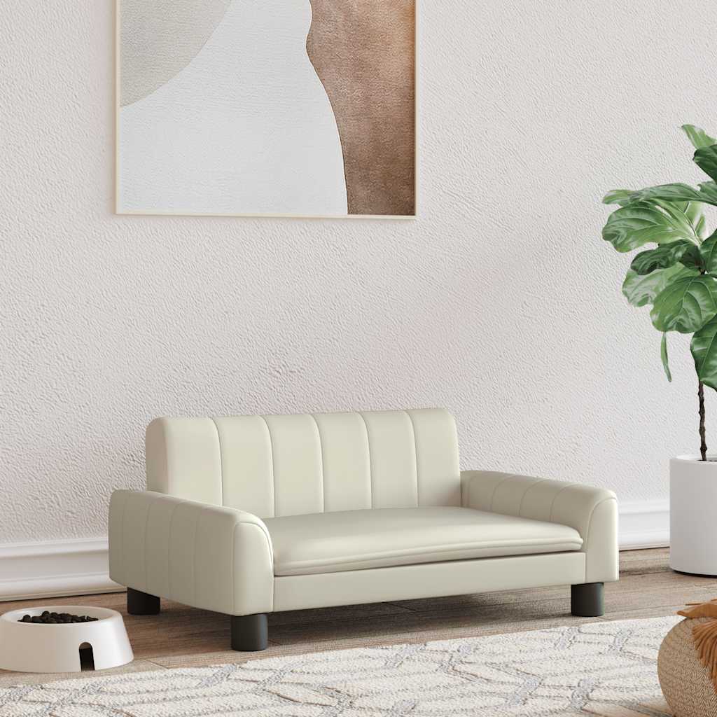 vidaXL Pelech pre psa krémový 70x45x30 cm umelá koža