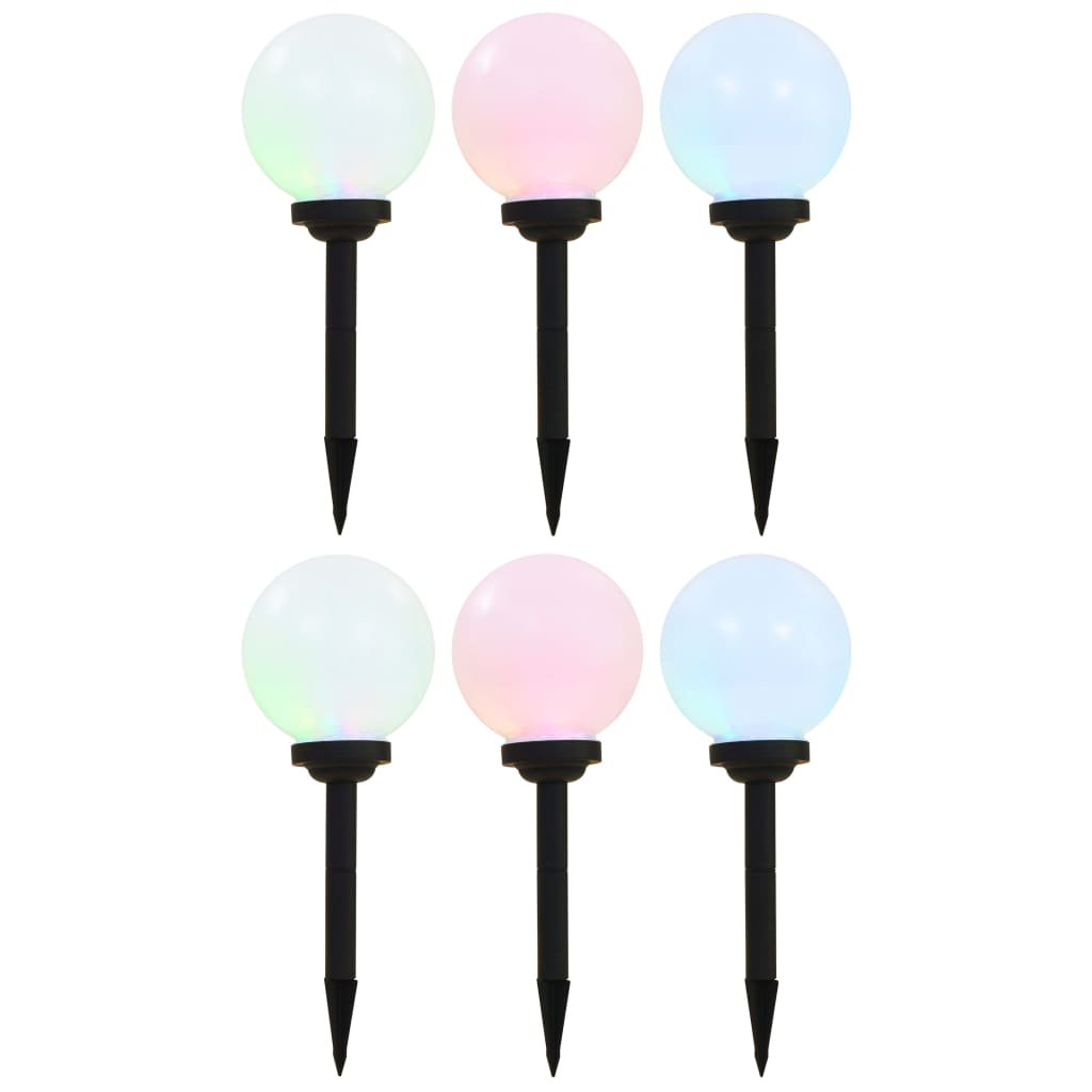 vidaXL Vonkajšie solárne lampy 6 ks 20 cm LED guľové RGB