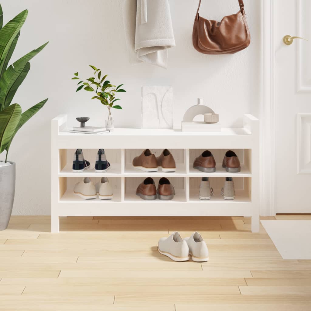 vidaXL Lavica do predsiene biela 110x40x60 cm masívna borovica