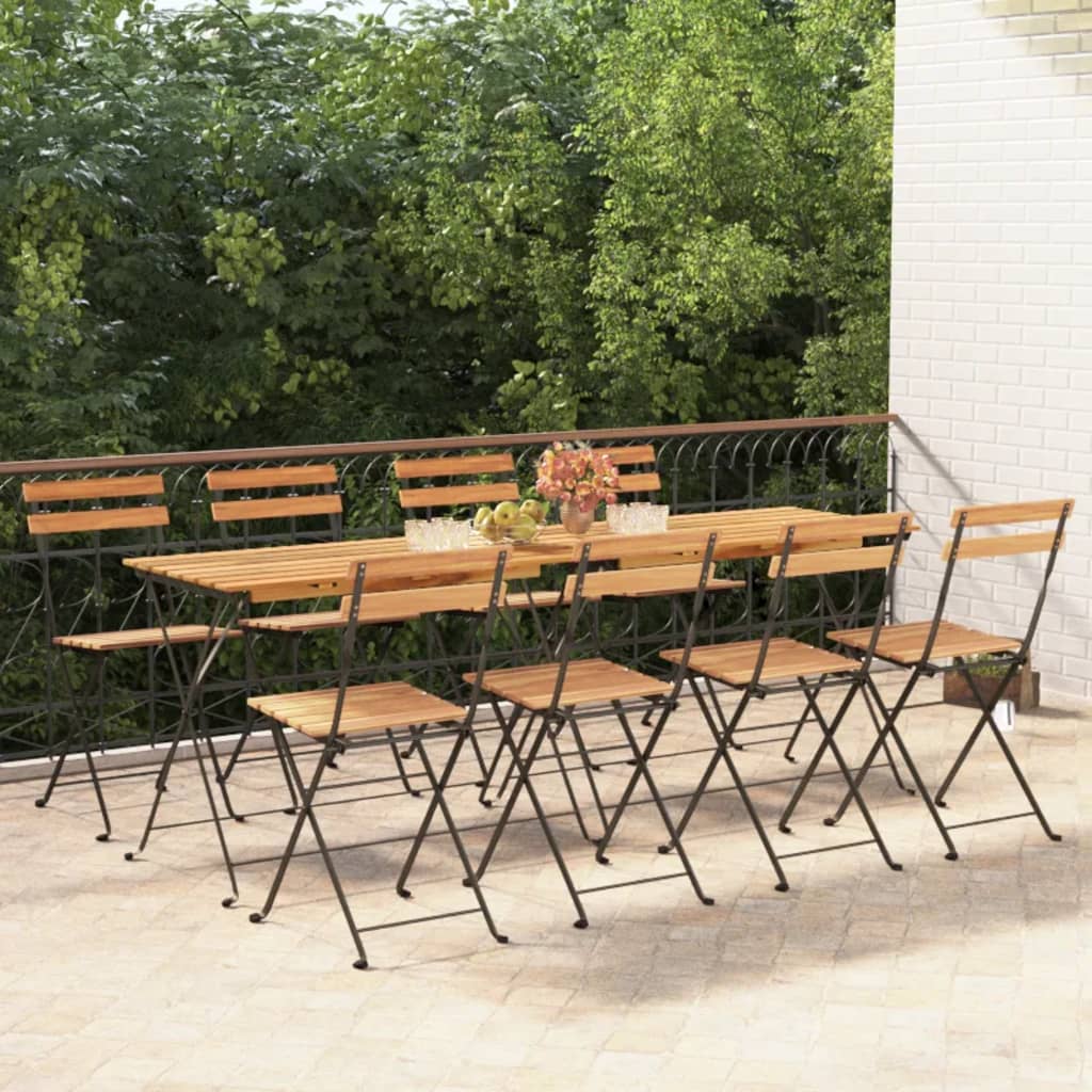 vidaXL Skladacie bistro stoličky 8 ks tíkový masív a oceľ