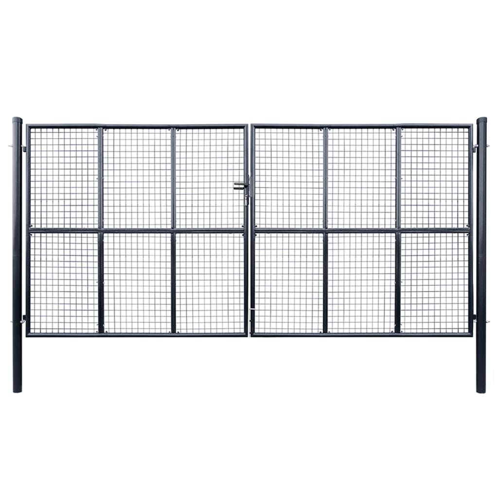 vidaXL Brána zo sieťoviny a galvanizovanej ocele 400x175 cm šedá