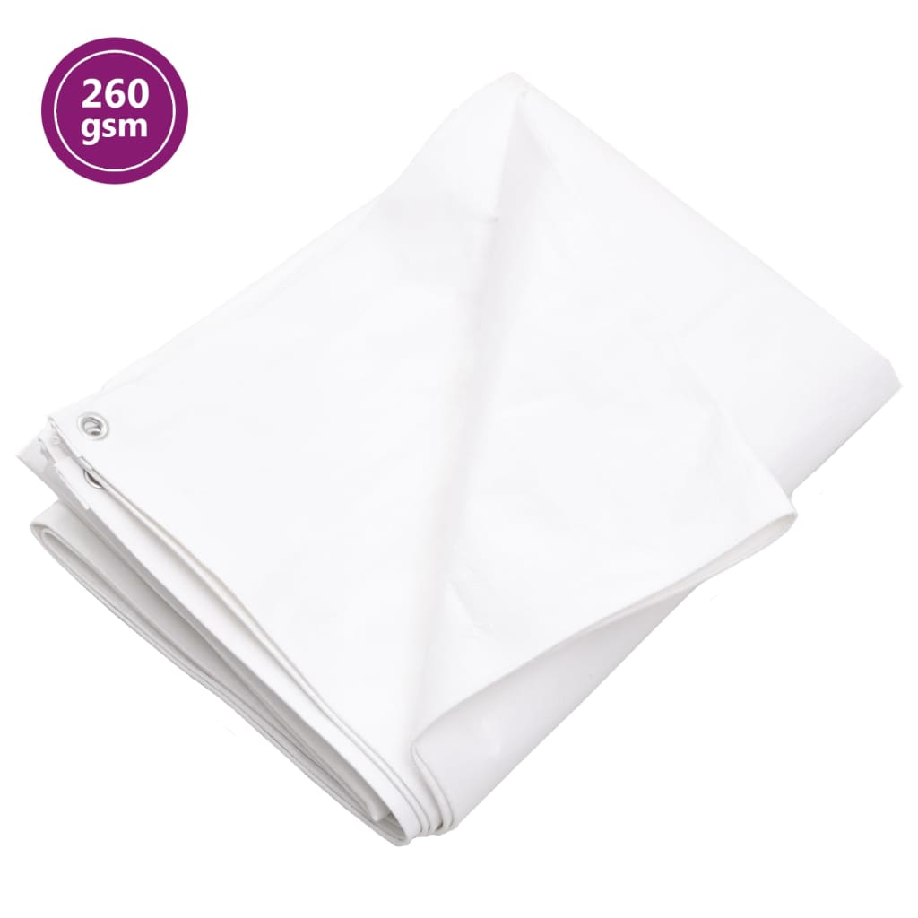 vidaXL Plachta 260 g/m² 4x8 m biela HDPE