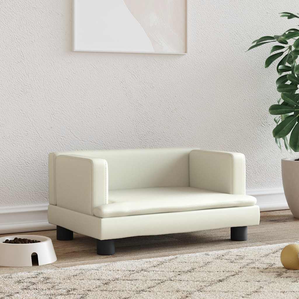vidaXL Pelech pre psa krémový 60x40x30 cm umelá koža