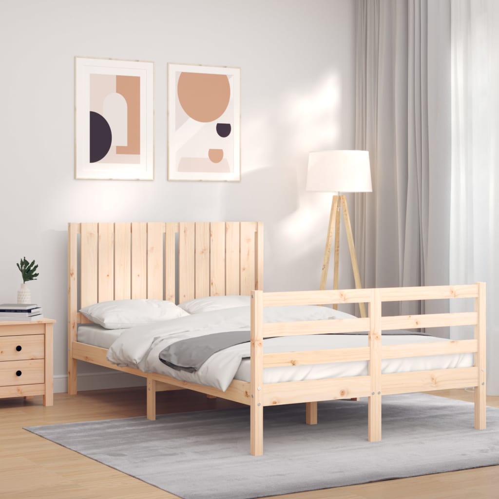 vidaXL Posteľný rám s čelom 120x200 cm masívne drevo