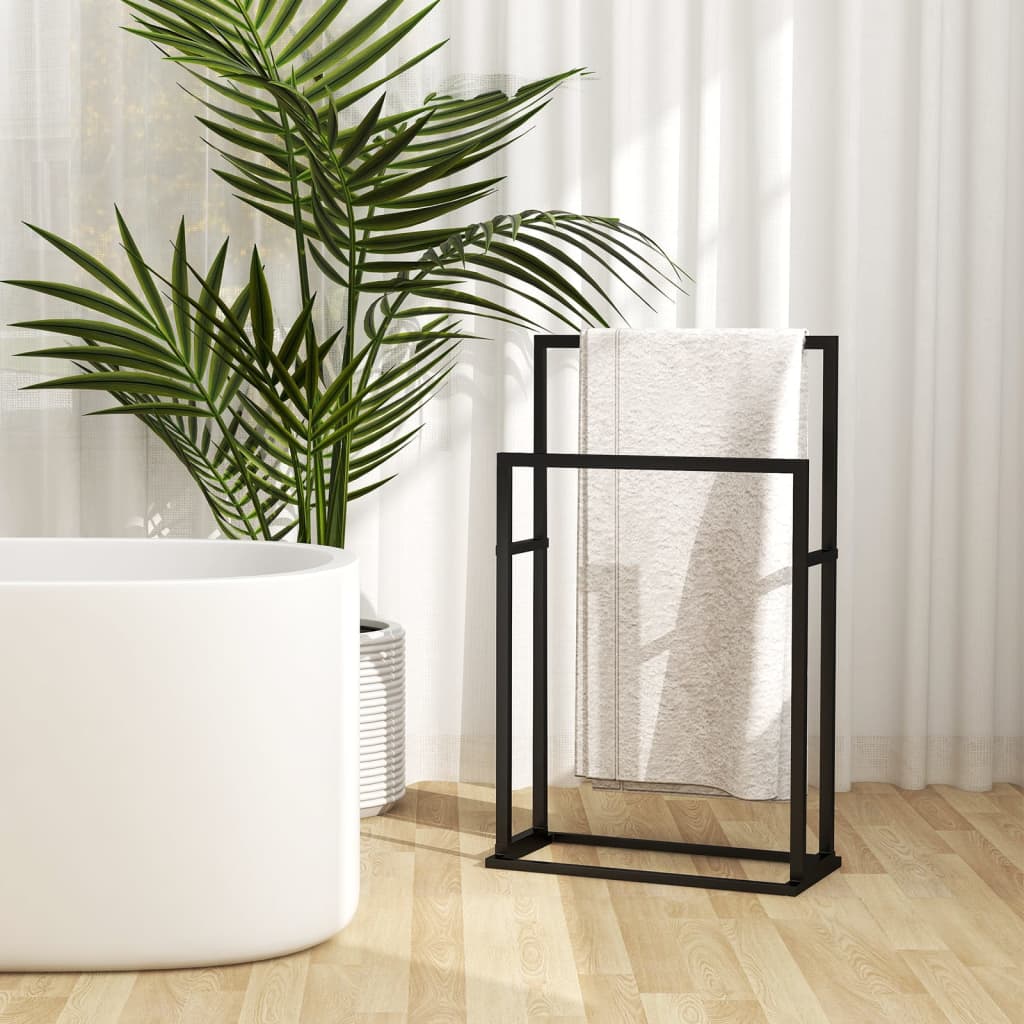 vidaXL Voľne stojaci vešiak na uteráky, čierny 48x24x78,5 cm, železo