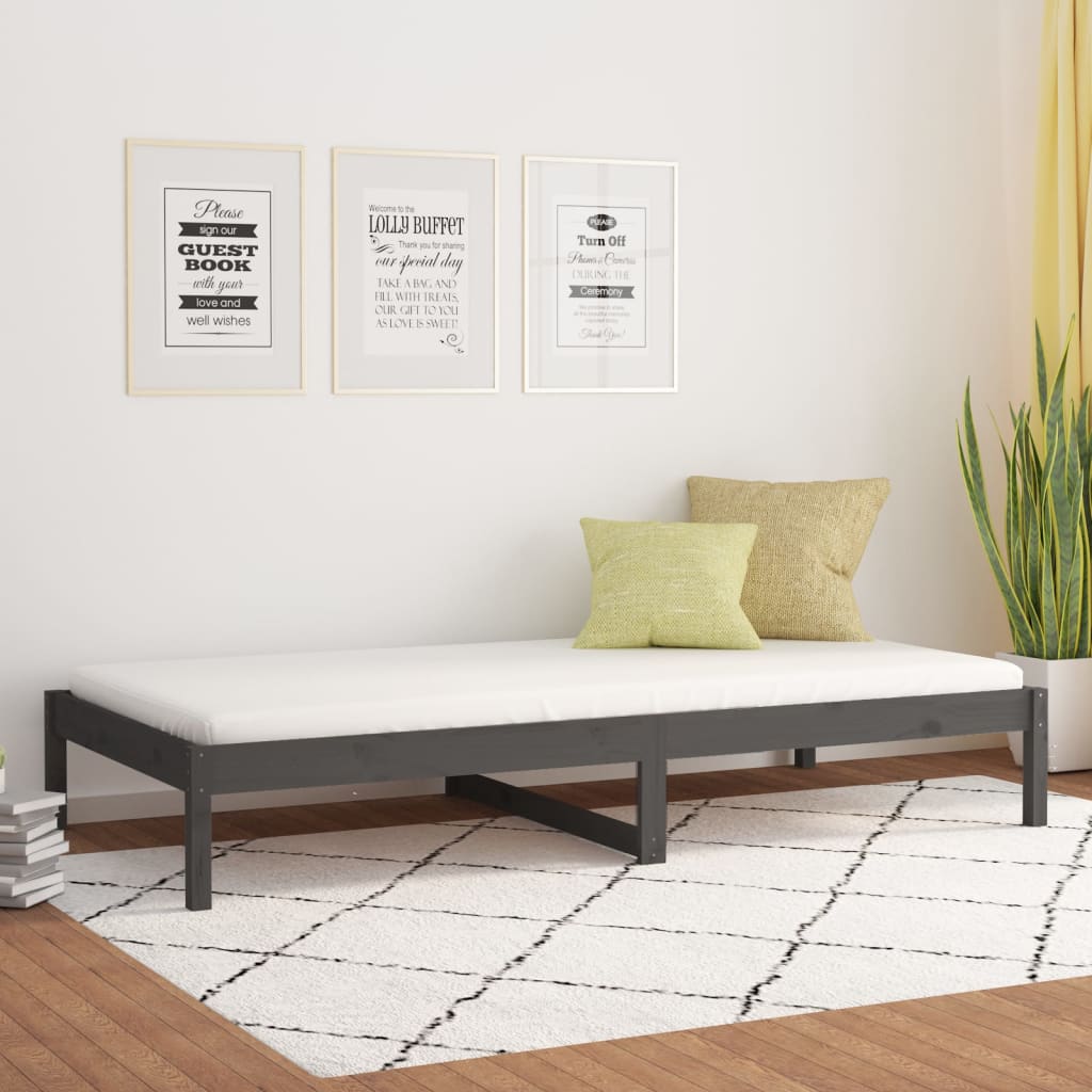 vidaXL Denná posteľ šedá 90x190 cm jednolôžko masívna borovica