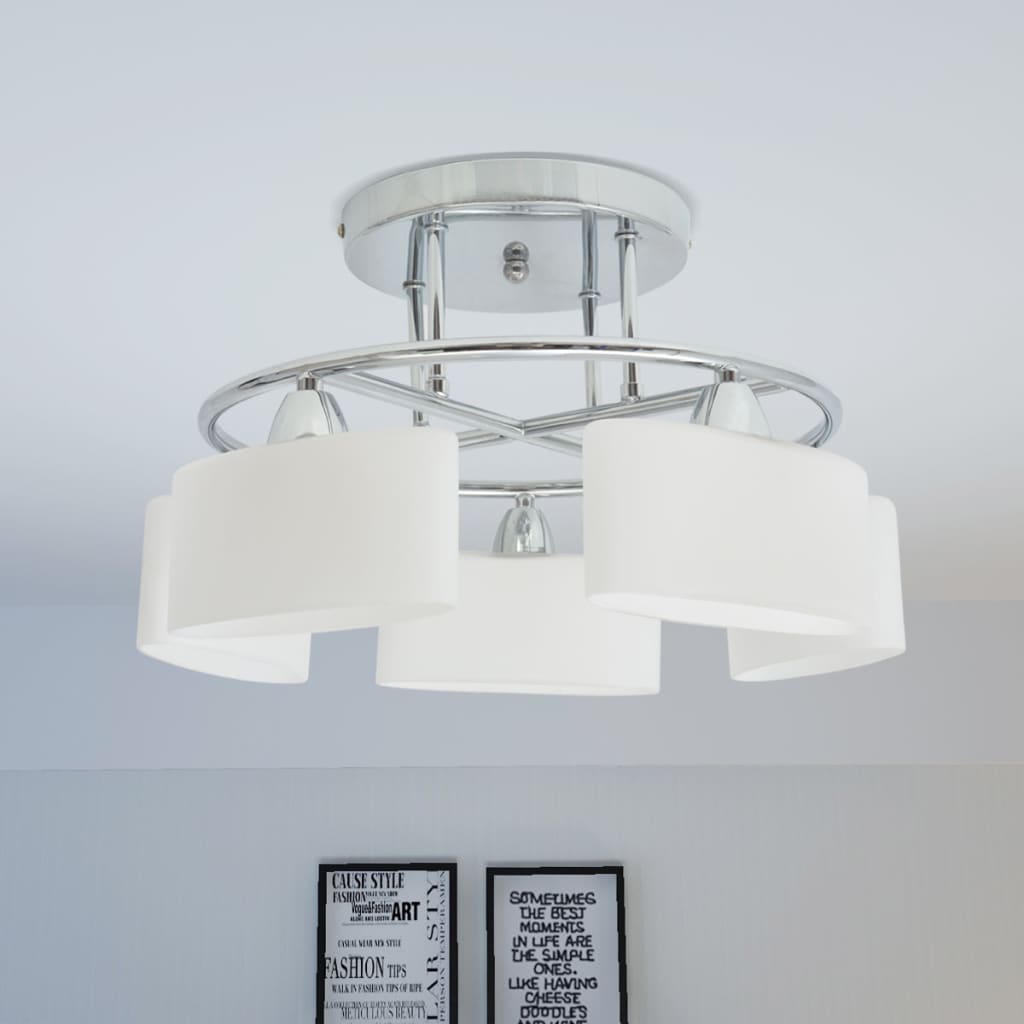 vidaXL Stropná lampa s elipsovými tienidlami na 5 žiaroviek E14, 200 W
