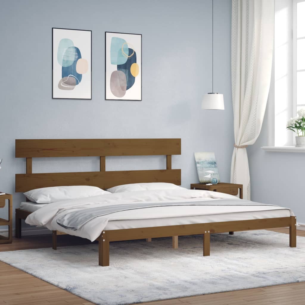vidaXL Posteľný rám s čelom medovo-hnedý 200x200 cm masívne drevo