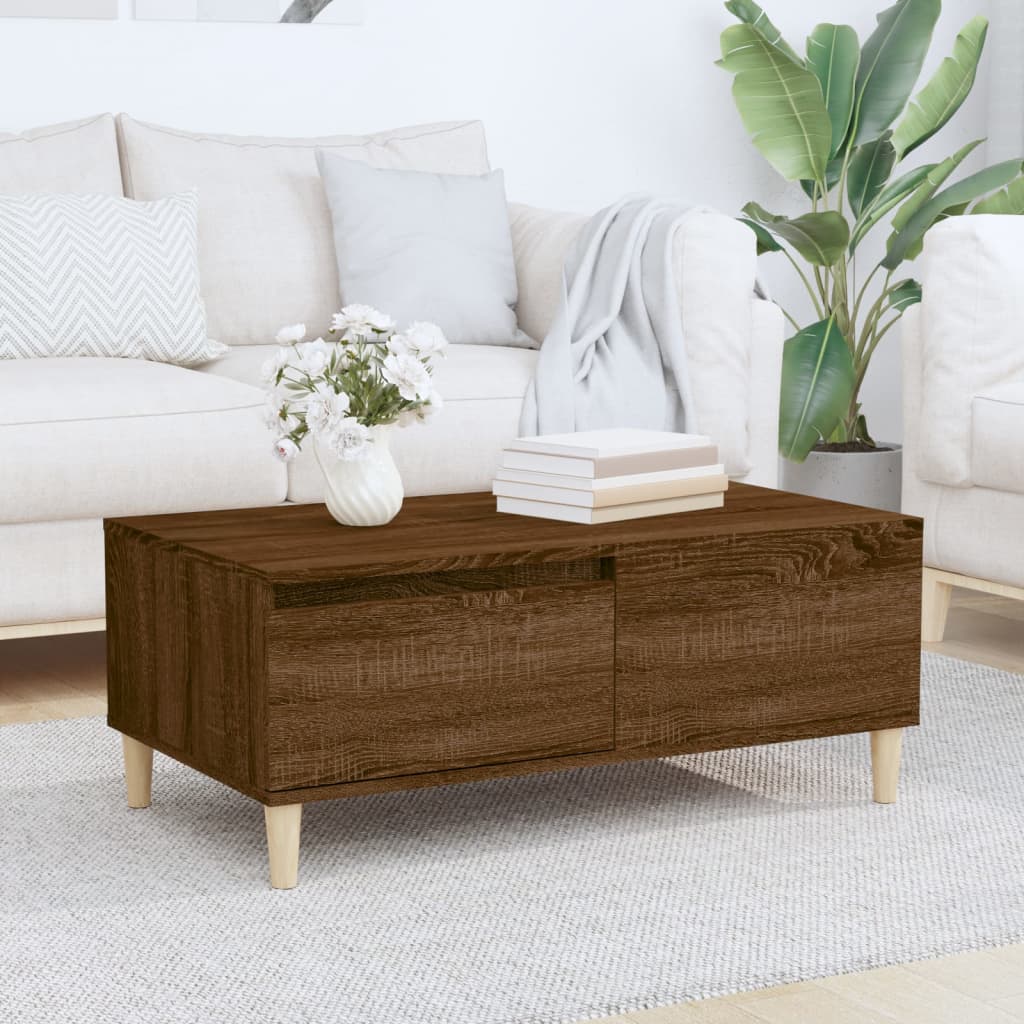 vidaXL Konferenčný stolík hnedý dub 90x50x36,5 cm spracované drevo