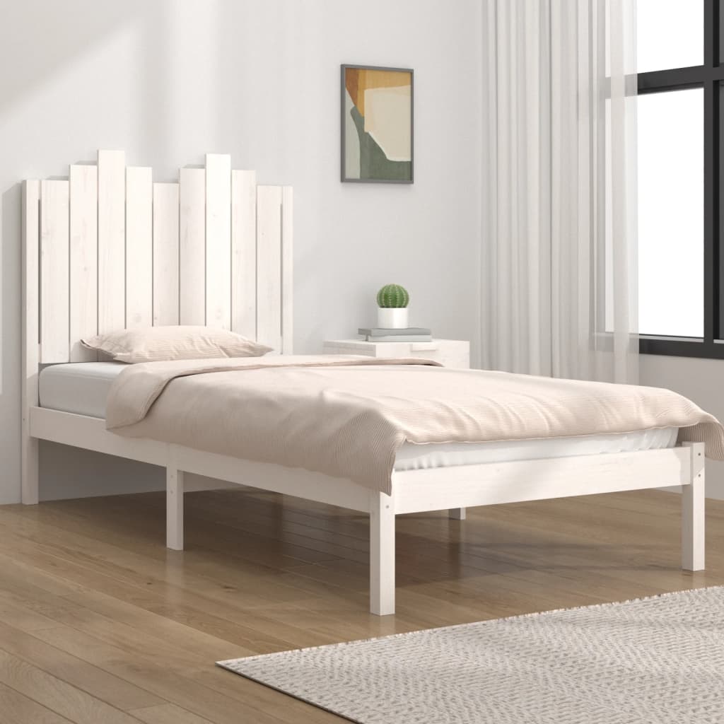vidaXL Posteľný rám, biely, borovica 75x190 cm, malé jednolôžko