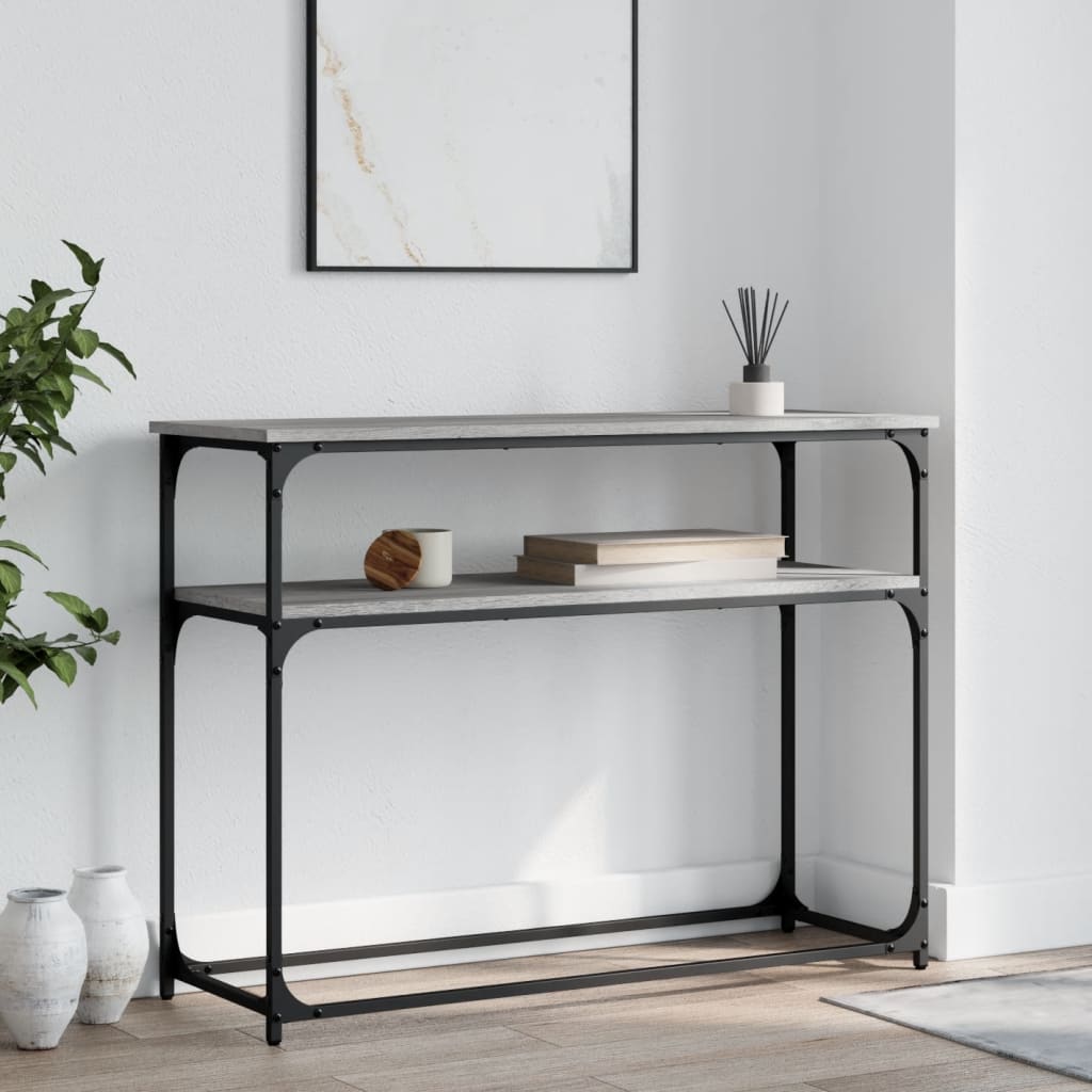 vidaXL Konzolový stolík sivý sonoma 100x35,5x75 cm kompozitné drevo