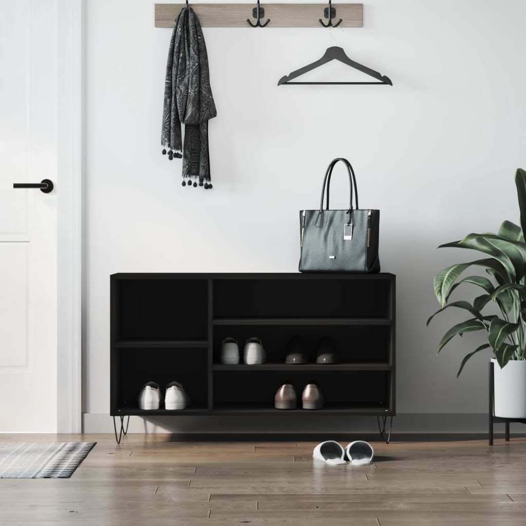 vidaXL Botník čierny 102x36x60 cm spracované drevo