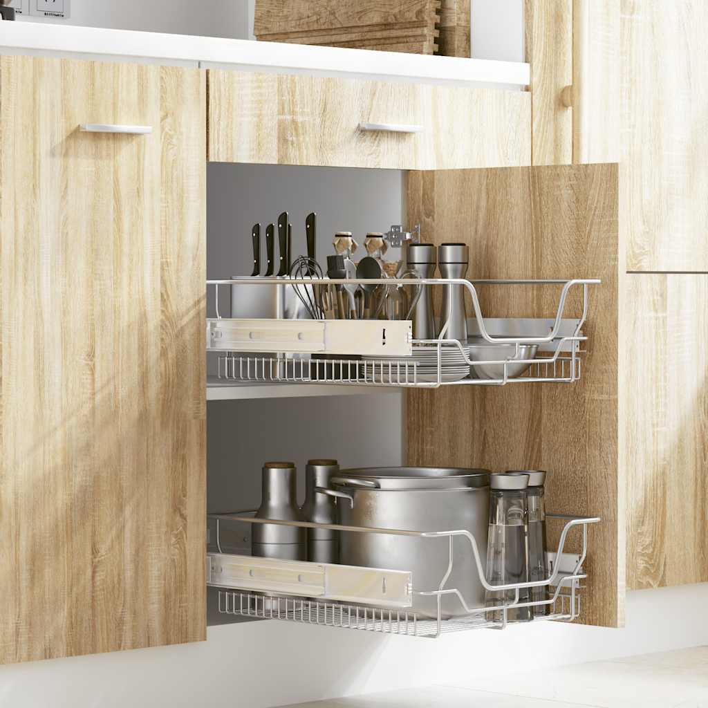 vidaXL Vysúvacie drôtené košíky 2 ks strieborné 45 cm