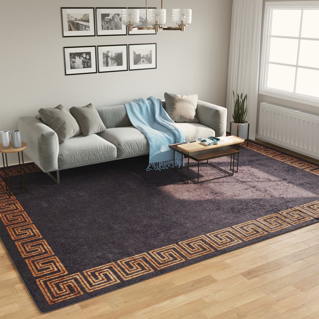 vidaXL Koberec prateľný čierno-zlatý 400x300 cm protišmykový