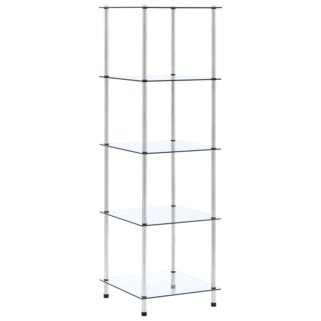 vidaXL Regál s 5 policami, priehľadný 40x40x130 cm, tvrdené sklo