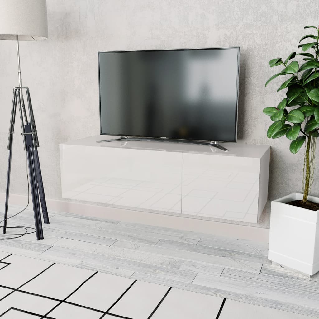 vidaXL TV skrinka, kompozitné drevo 120x40x34 cm, lesklá biela