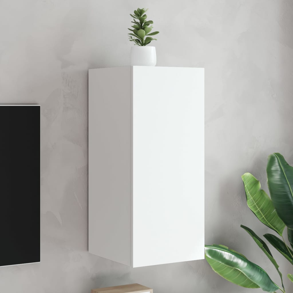 vidaXL TV nástenná skrinka s LED svetlami biela 30,5x35x70 cm