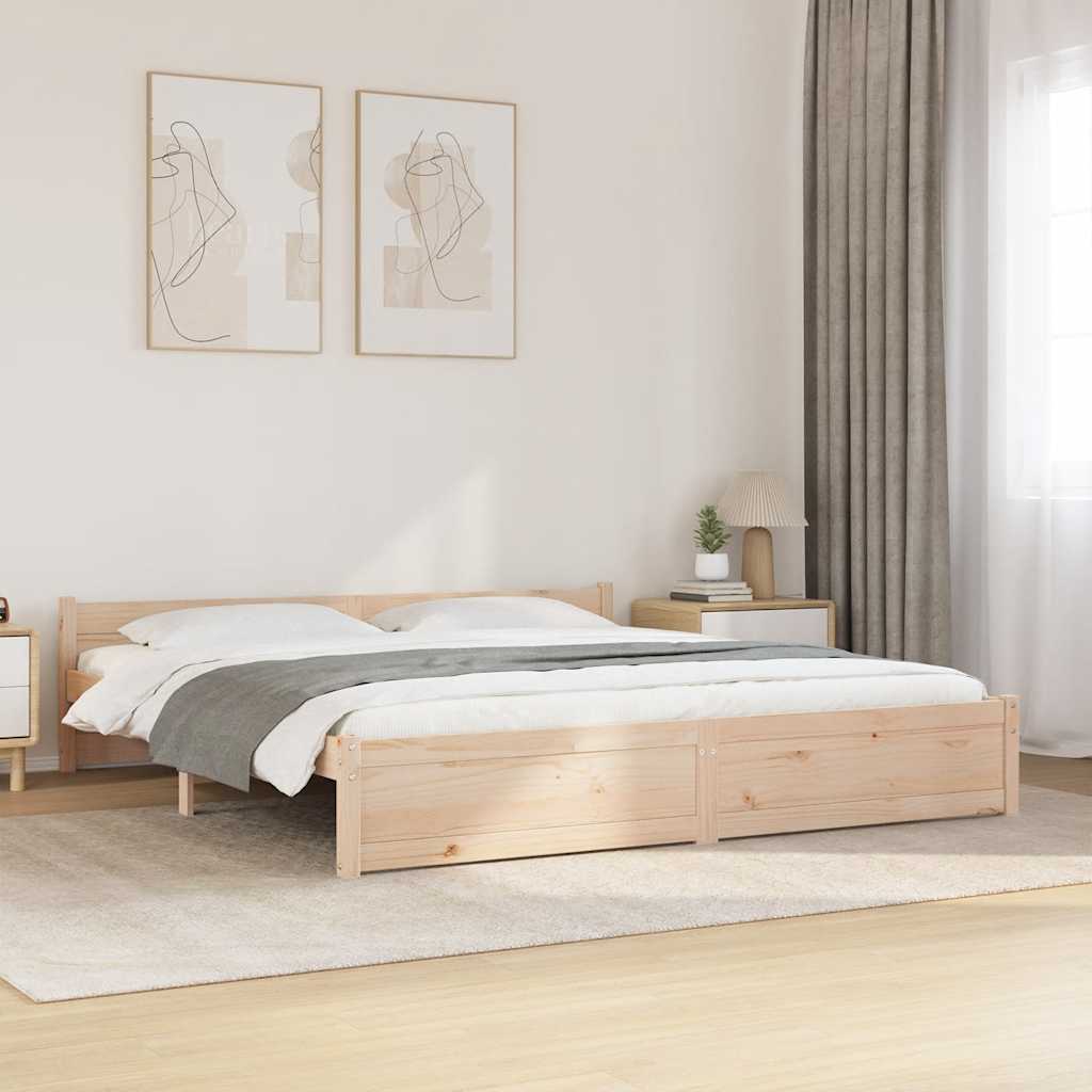 vidaXL Posteľný rám, drevený masív 180x200 cm, Super King