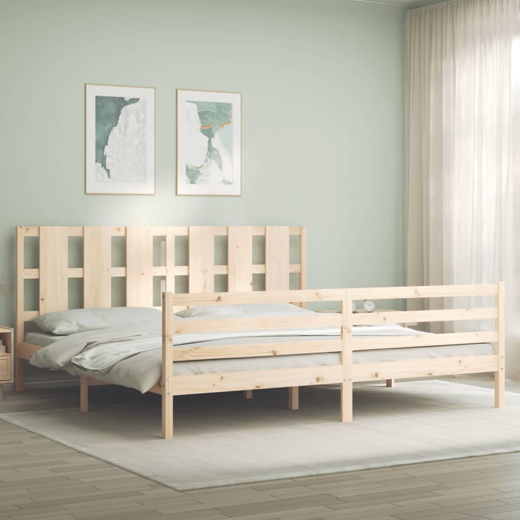 vidaXL Posteľný rám s čelom 200x200 cm masívne drevo