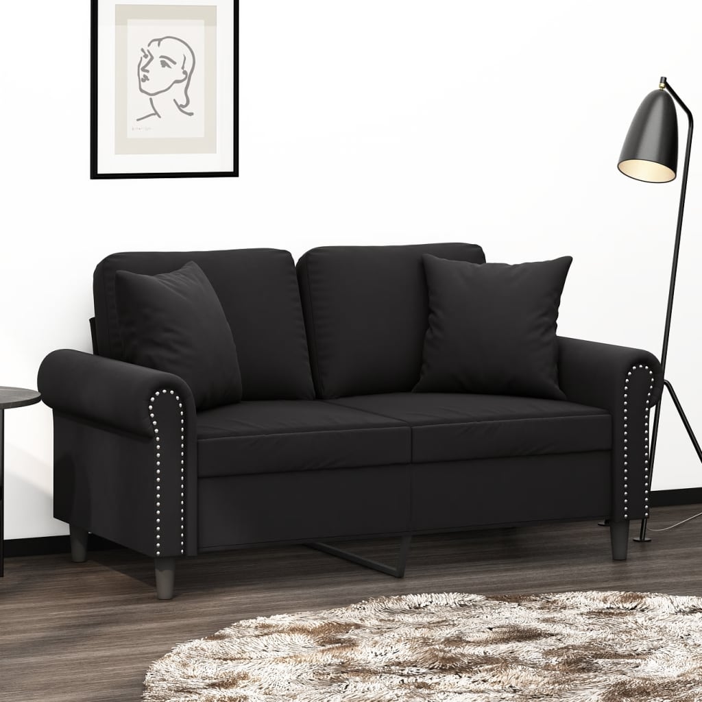 vidaXL 2-miestna pohovka s vankúšmi čierna 120 cm zamat