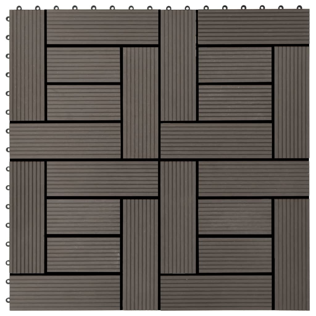 vidaXL Podlahové dlaždice 22 ks, 30x30 cm, 2 m2, WPC, tmavohnedé