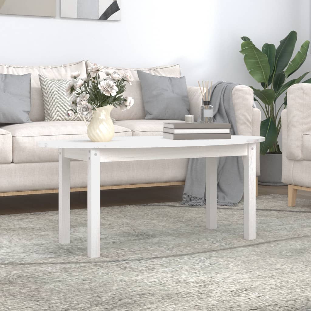 vidaXL Konferenčný stolík biely 110x55x45 cm borovicový masív