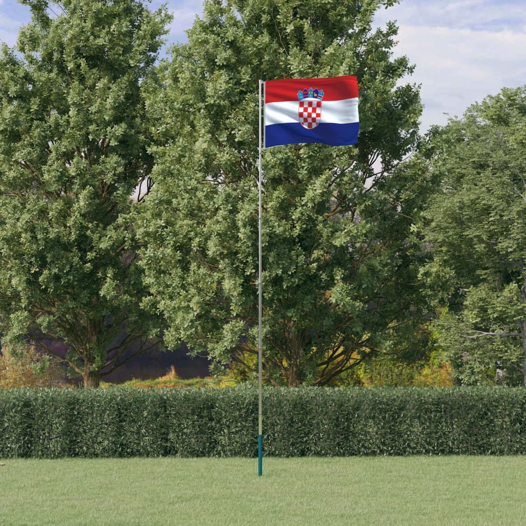 vidaXL Vlajka Chorvátska a tyč 5,55 m hliník