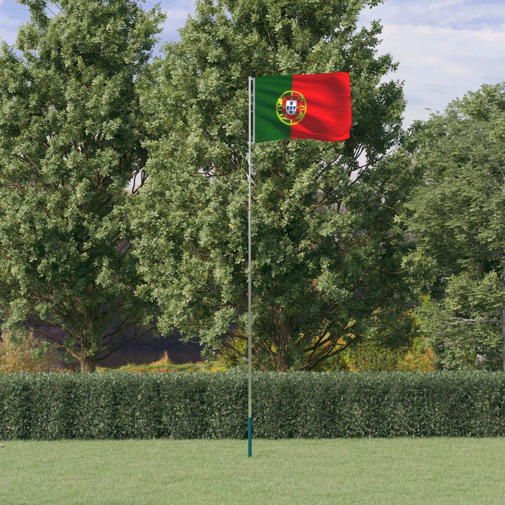 vidaXL Vlajka Portugalska a tyč 5,55 m hliník