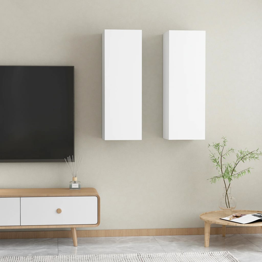 vidaXL TV skrinky 2 ks, biele 30,5x30x90 cm, kompozitné drevo