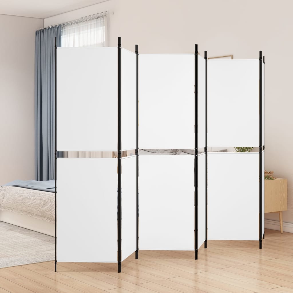 vidaXL 6-panelový paraván biela 300x180 cm látka