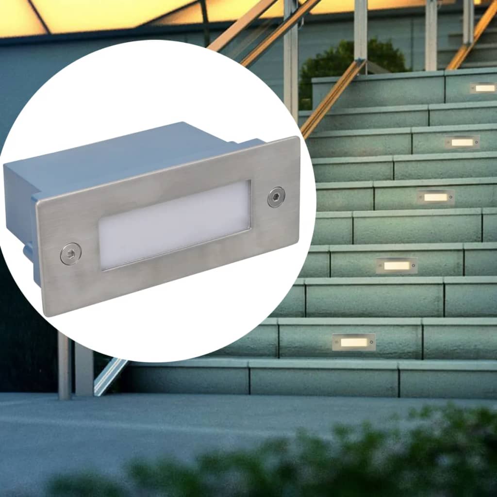 vidaXL Zapustené schodiskové LED svietidlá, 12 ks, 44x111x56 mm