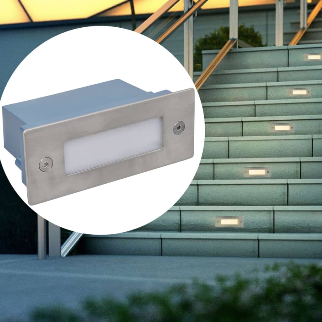 vidaXL LED Zapustené svietidlá na schody, 6 ks, 44x111x56 mm