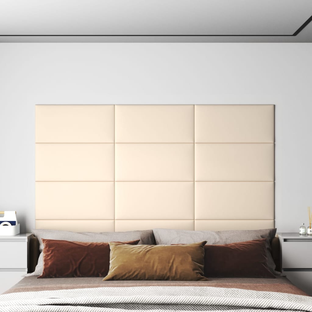 vidaXL Nástenné panely 12 ks krémové 60x30 cm zamat 2,16 m²