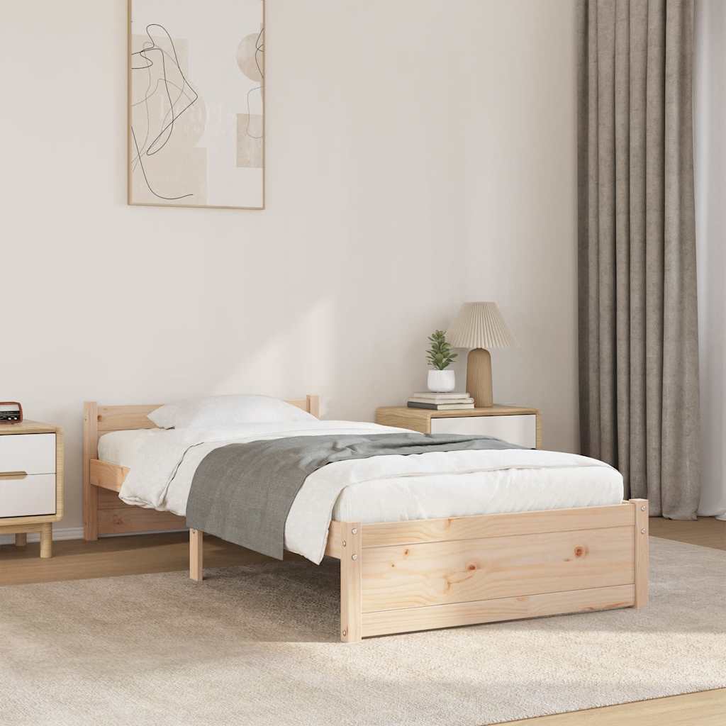 vidaXL Posteľný rám masívne drevo 90x200 cm