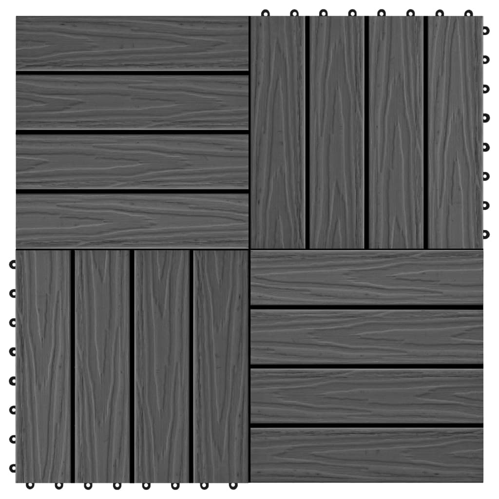 vidaXL Podlahové dlaždice z WPC 11 ks 30x30 cm 1 m2 čierne