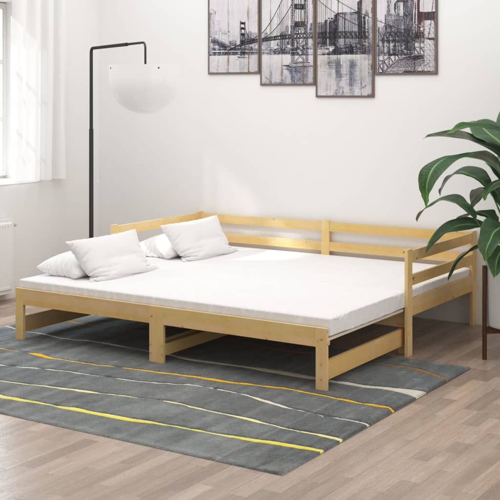 vidaXL Rozkladacia denná posteľ 2x(90x200) cm, borovicový masív