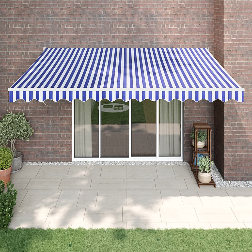 vidaXL Automatická zaťahovacia markíza, modrá a biela 4,5x3 m