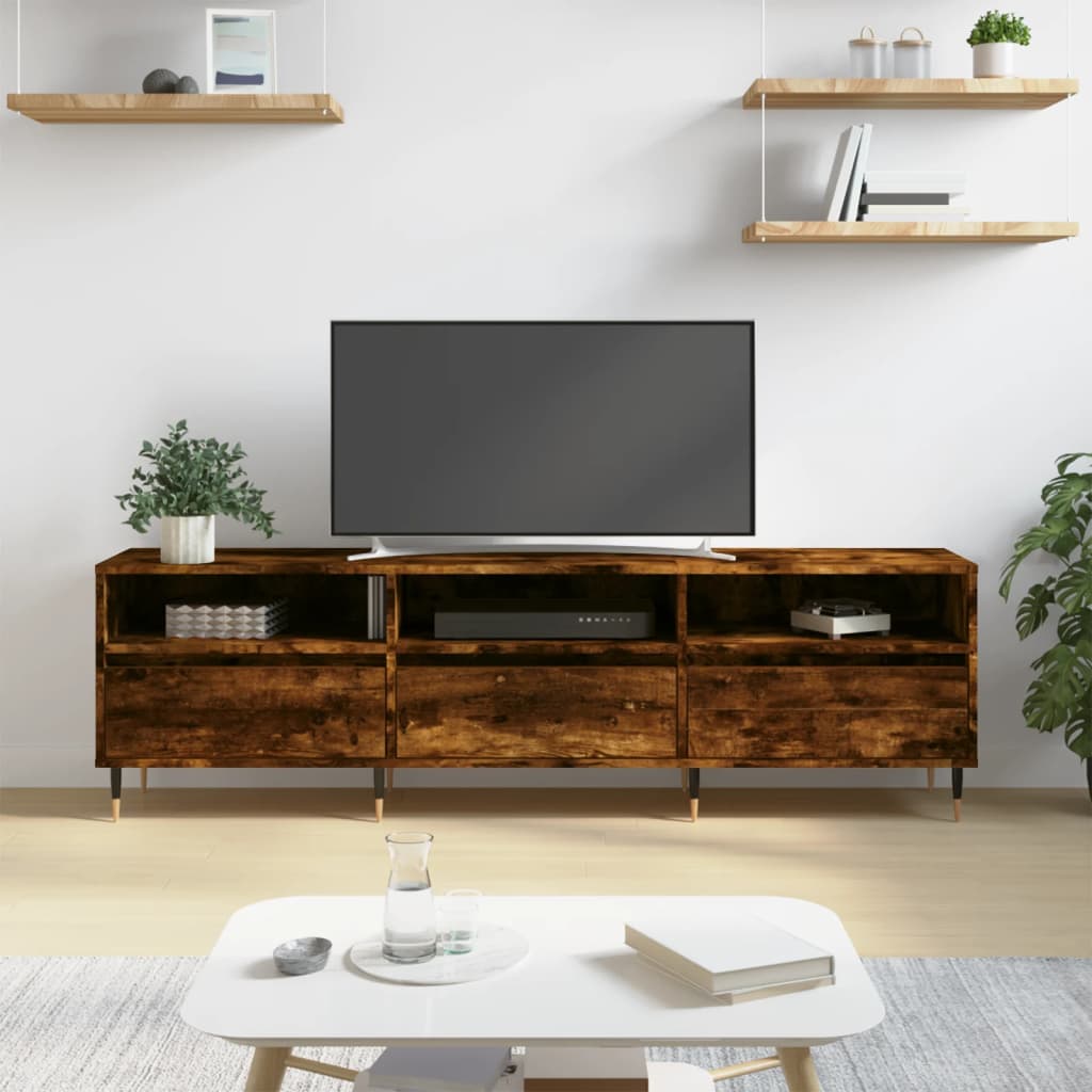 vidaXL TV skrinka dymový dub 150x30x44,5 cm kompozitné drevo
