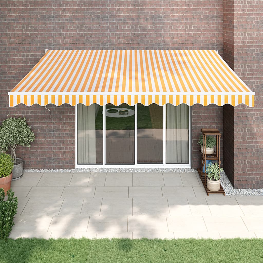 vidaXL Automatická zaťahovacia markíza, žltá a biela 4,5x3 m