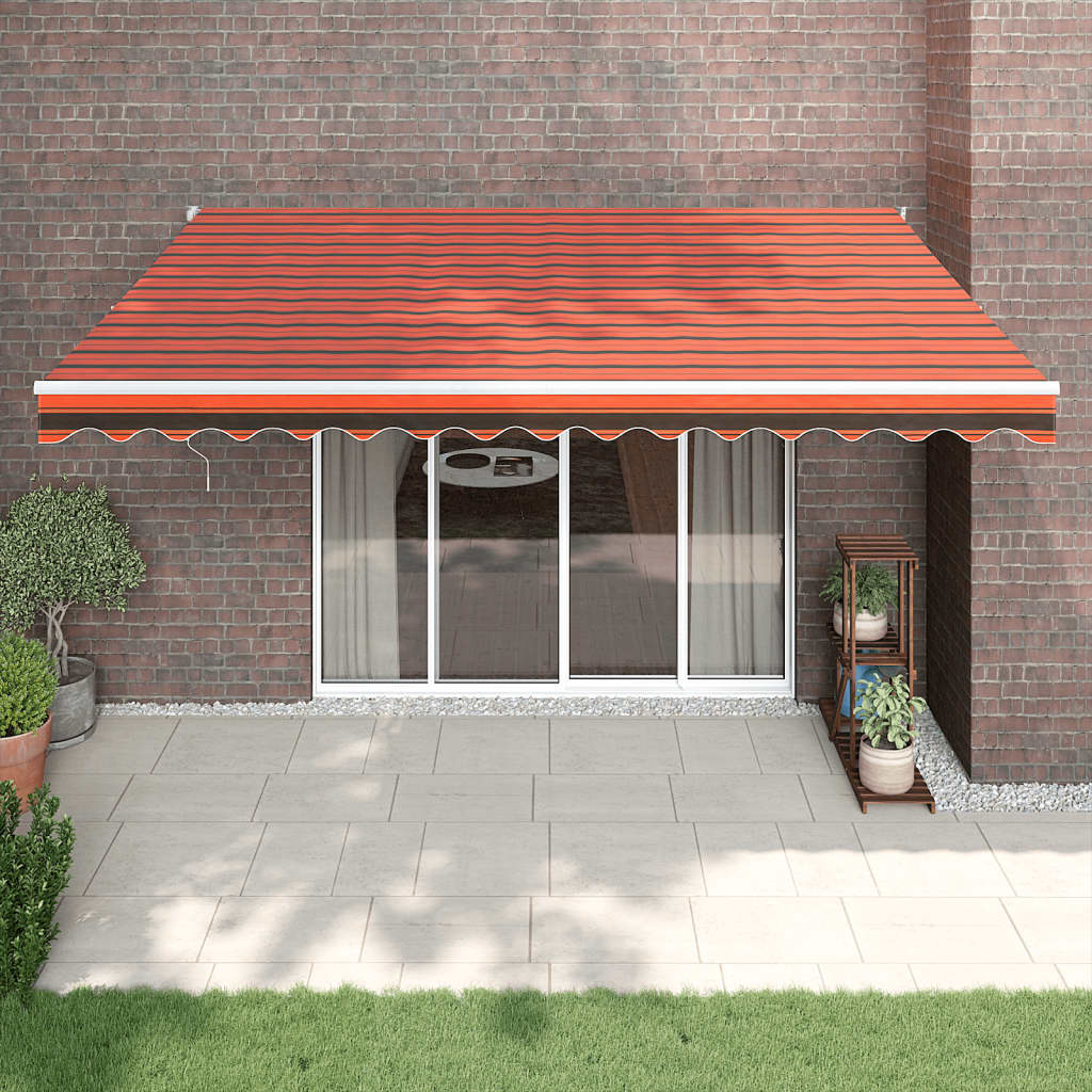 vidaXL Automatická zaťahovacia markíza, oranžová a hnedá 4,5x3 m
